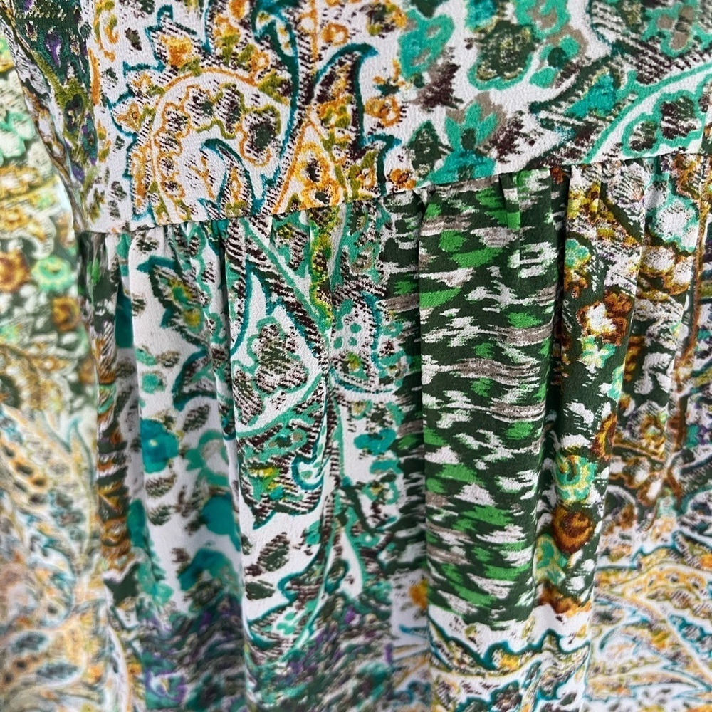 Anthropologie Green Long Sleeve Sundress Silk Kimono Dress NWT - Picture 9 of 14